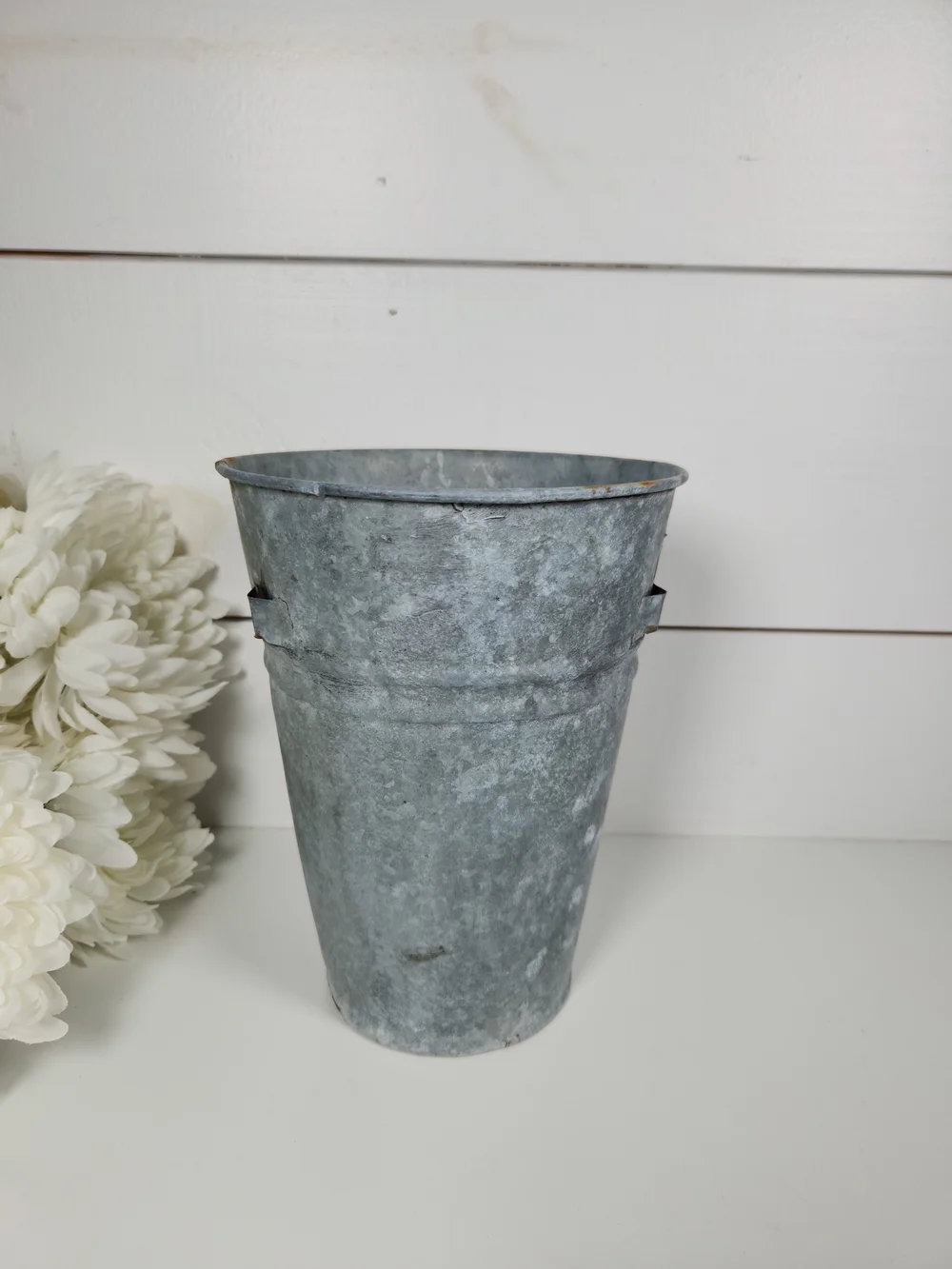 Vintage Galvanized Metal French Style Floral Basket | Flower Market Basket